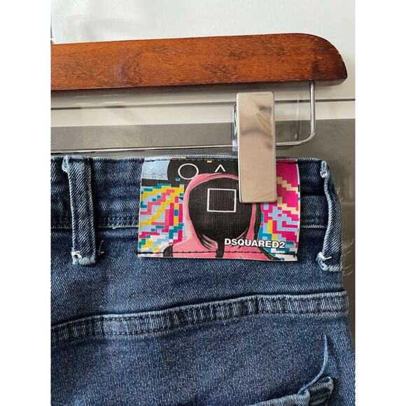 DSQUARED2 Squid Game Patch Distressed Denim Jeans Slim Fit Model 478 W26 L29 - Picture 7 of 10